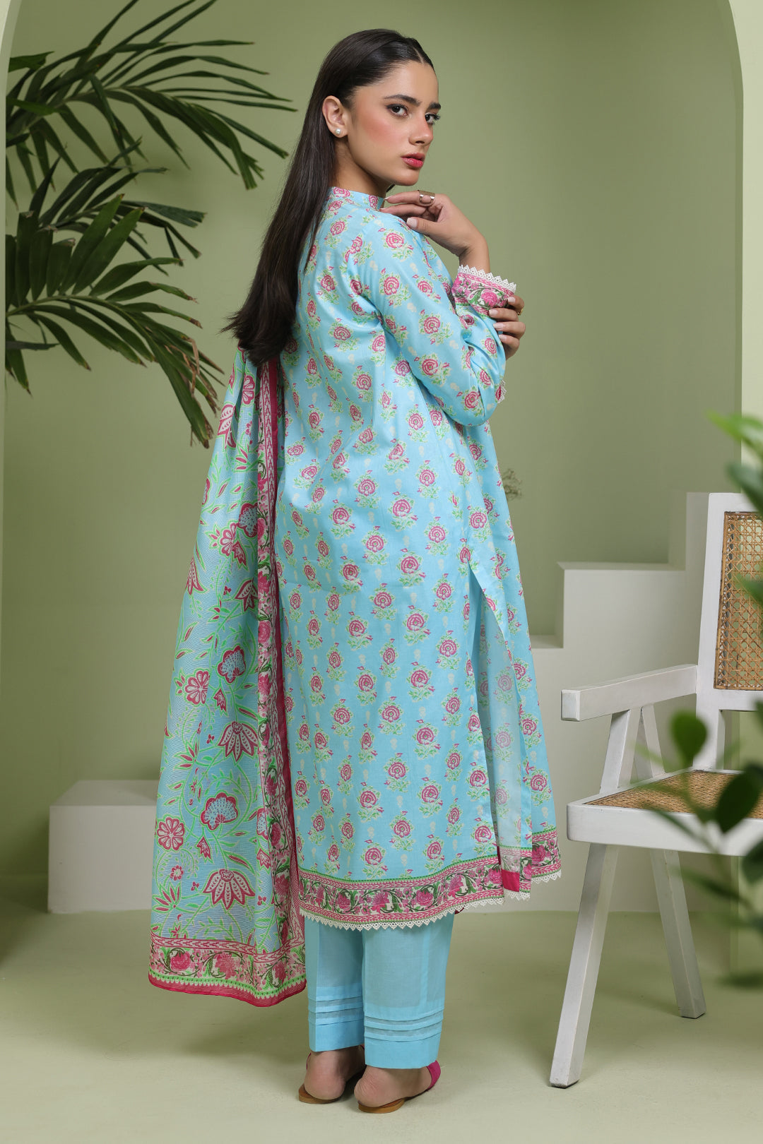 Zellbury | Unstitched 3 Piece Lawn | Shirt Shalwar Dupatta - 1571 - House Of Hania