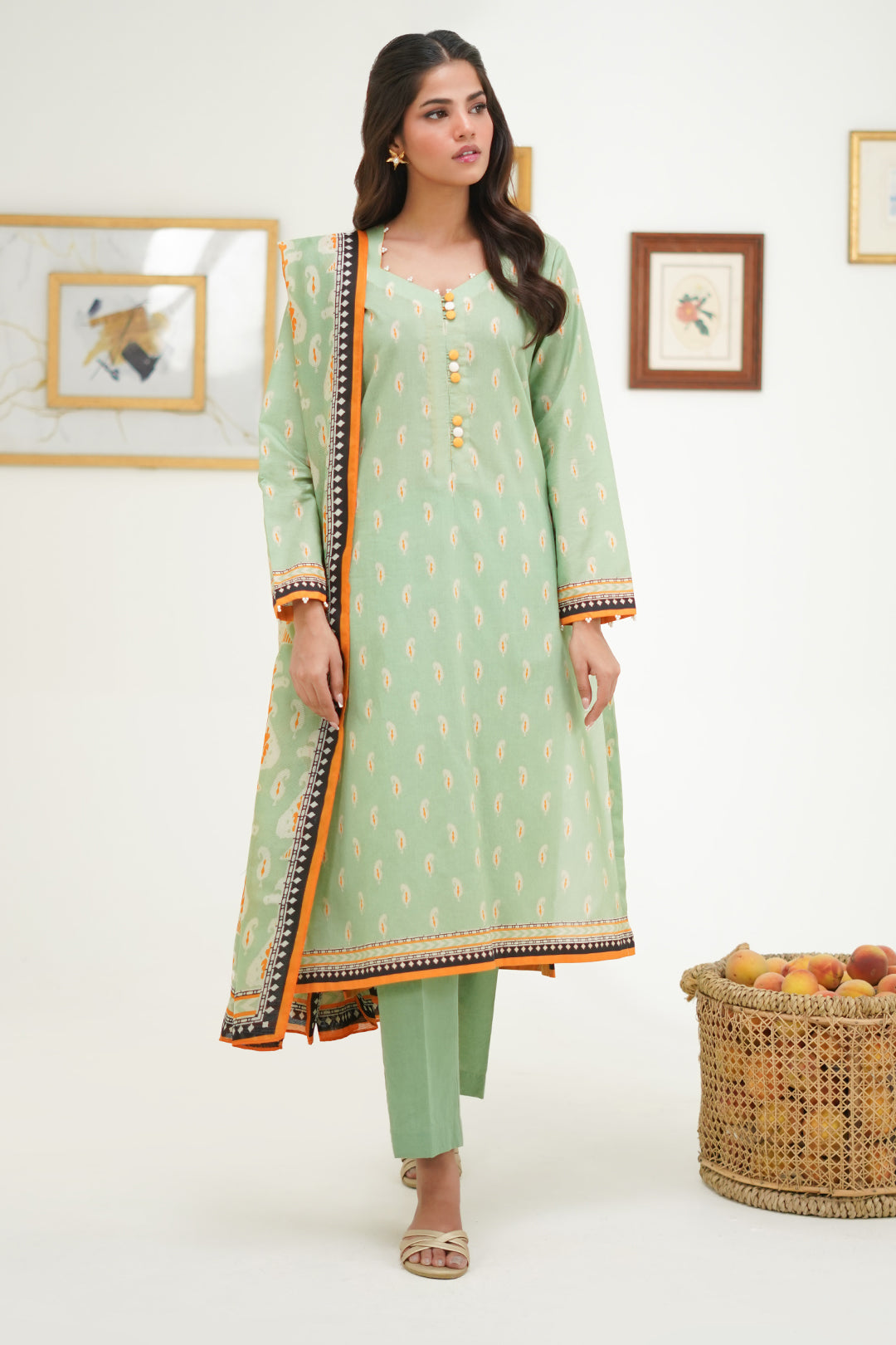 Zellbury | Unstitched 3 Piece Lawn | Shirt Shalwar Dupatta - 1572 - House Of Hania