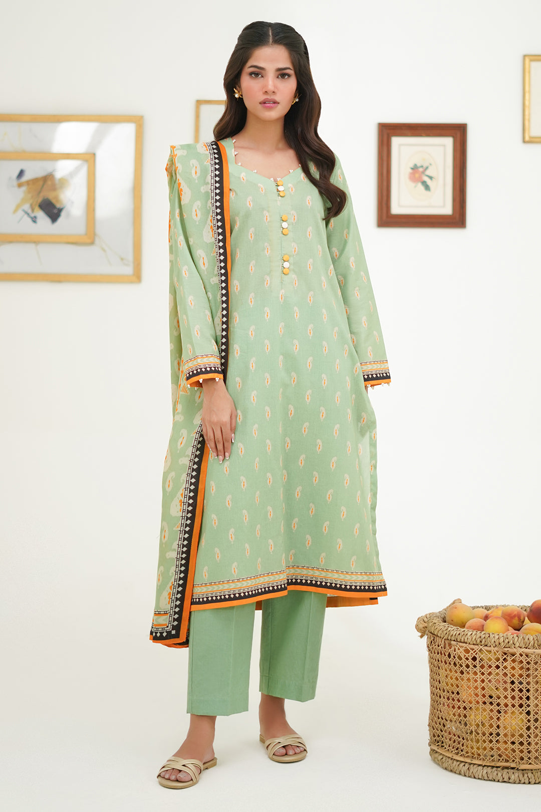 Zellbury | Unstitched 3 Piece Lawn | Shirt Shalwar Dupatta - 1572 - House Of Hania