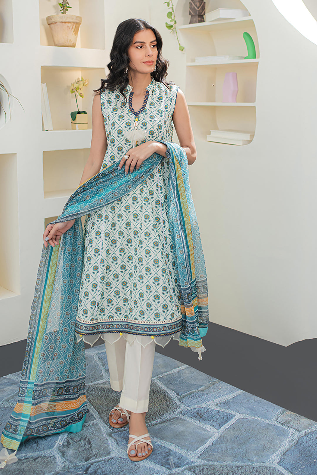 Zellbury | Unstitched 3 Piece Lawn | Shirt Shalwar Dupatta - 1663 - House Of Hania