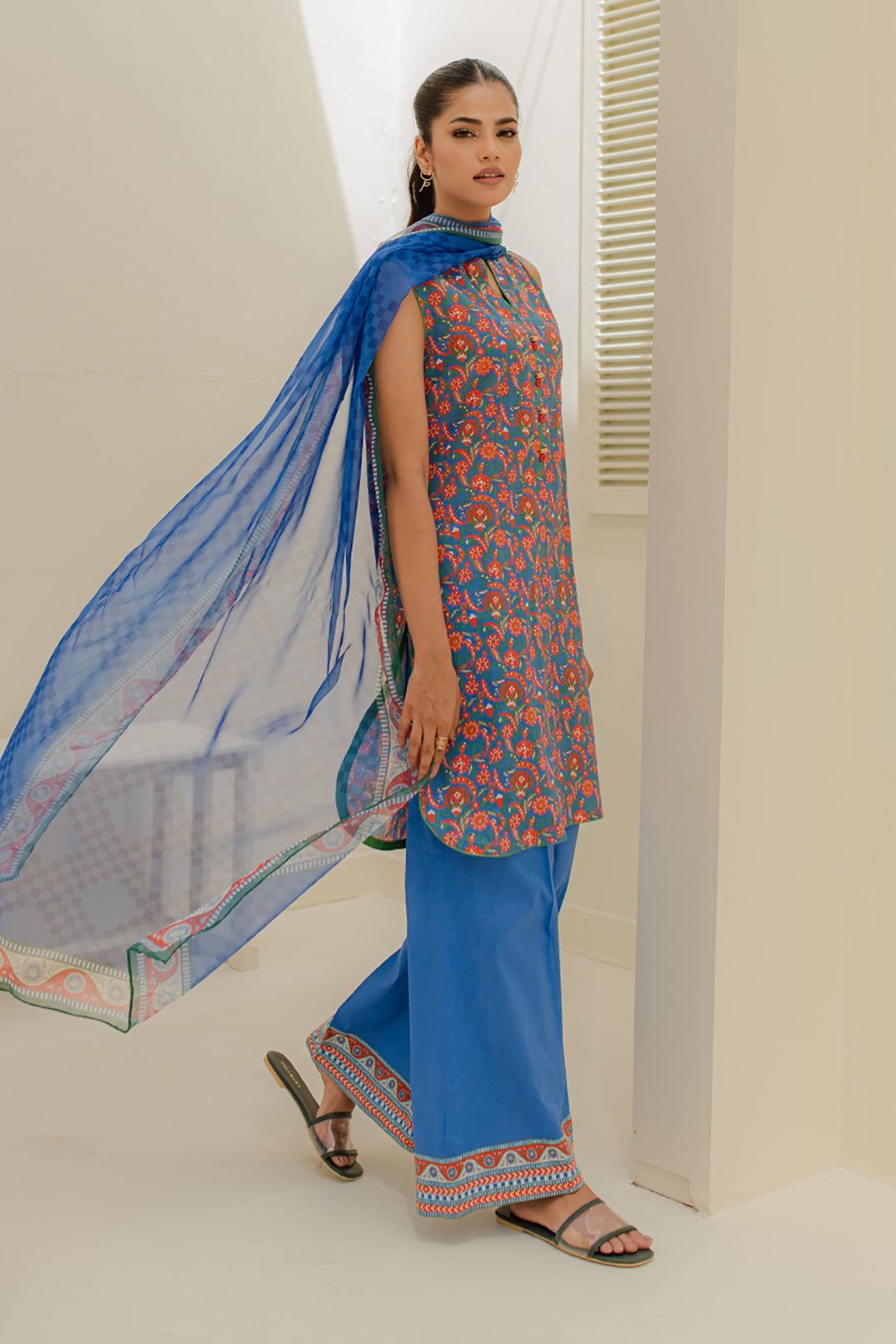 Zellbury | Unstitched 3 Piece Lawn | Shirt Shalwar Dupatta - 1665 - House Of Hania