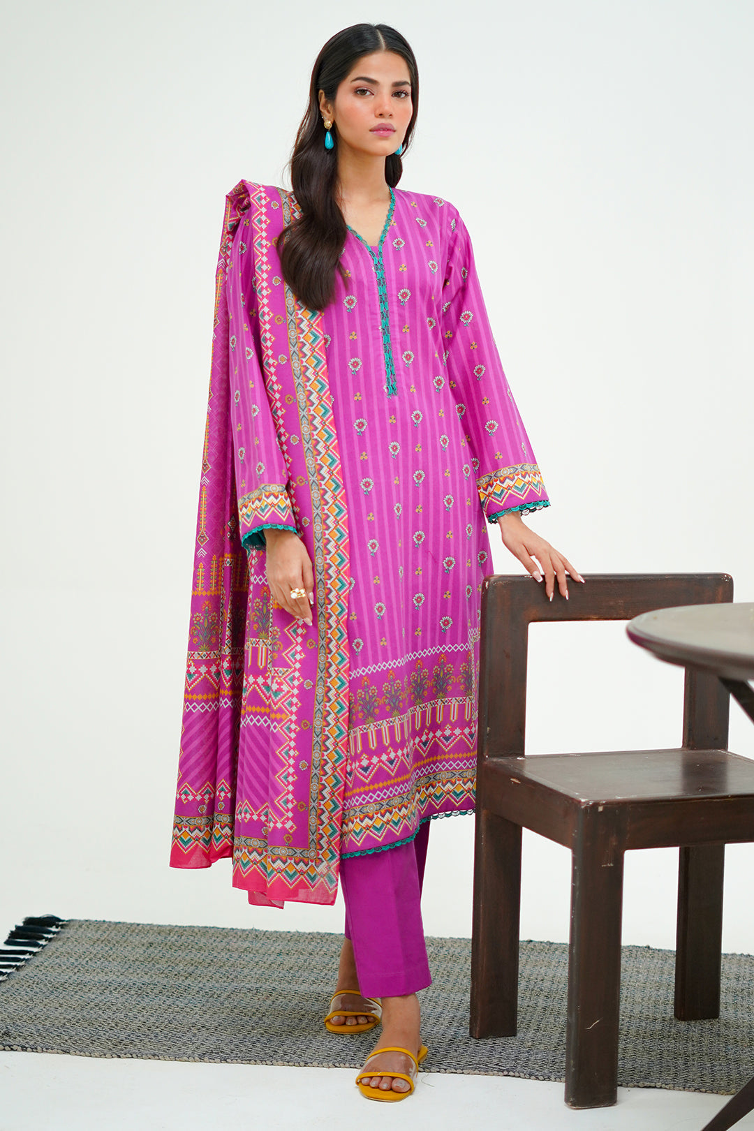 Zellbury | Unstitched 3 Piece Lawn | Shirt Shalwar Dupatta - 1671 - House Of Hania