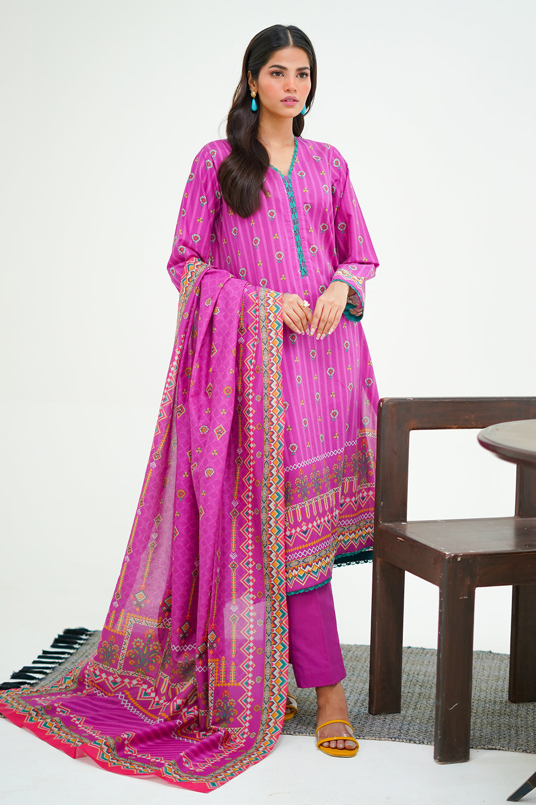 Zellbury | Unstitched 3 Piece Lawn | Shirt Shalwar Dupatta - 1671 - House Of Hania