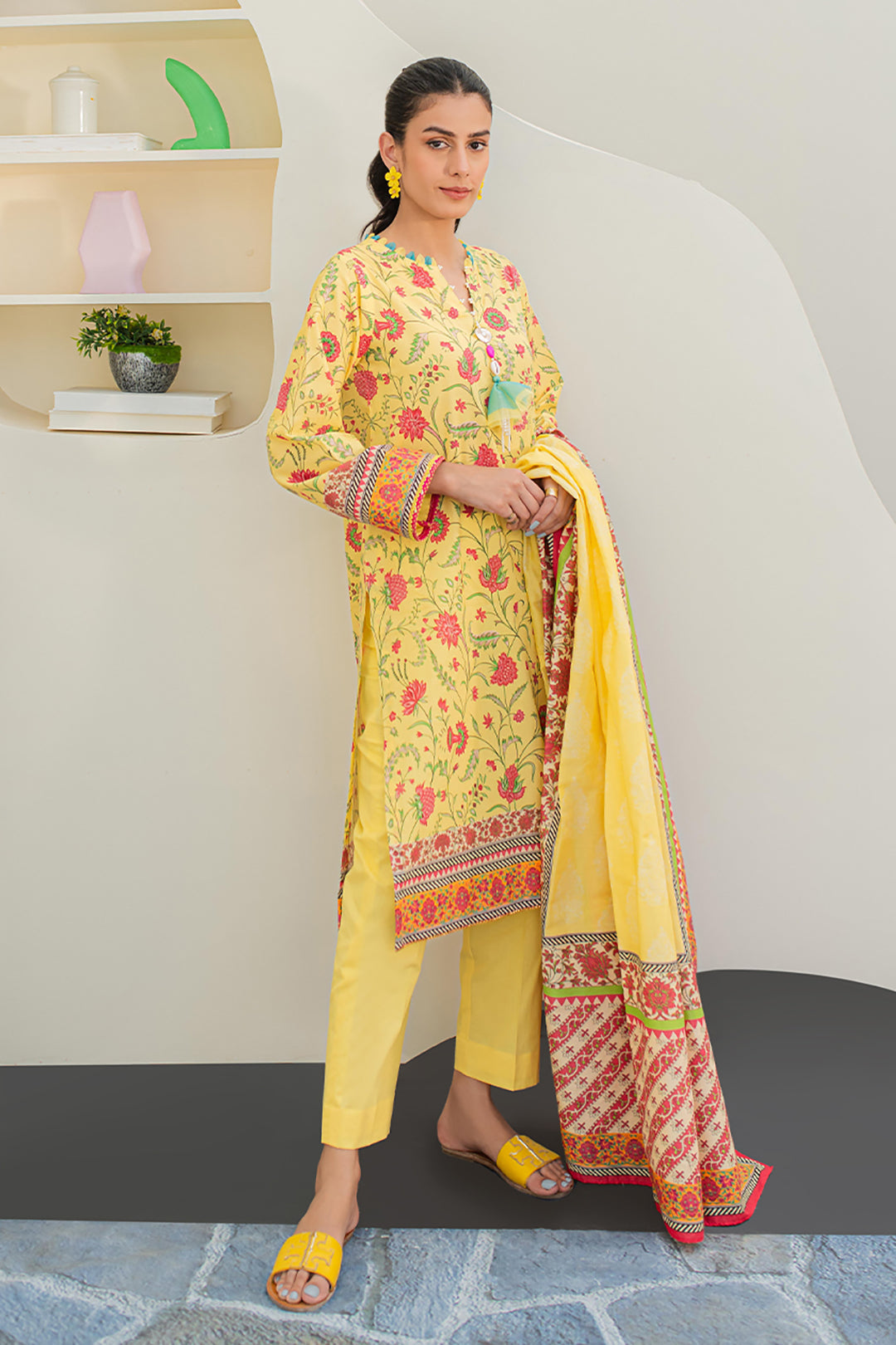 Zellbury | Unstitched 3 Piece Lawn | Shirt Shalwar Dupatta - 1675 - House Of Hania