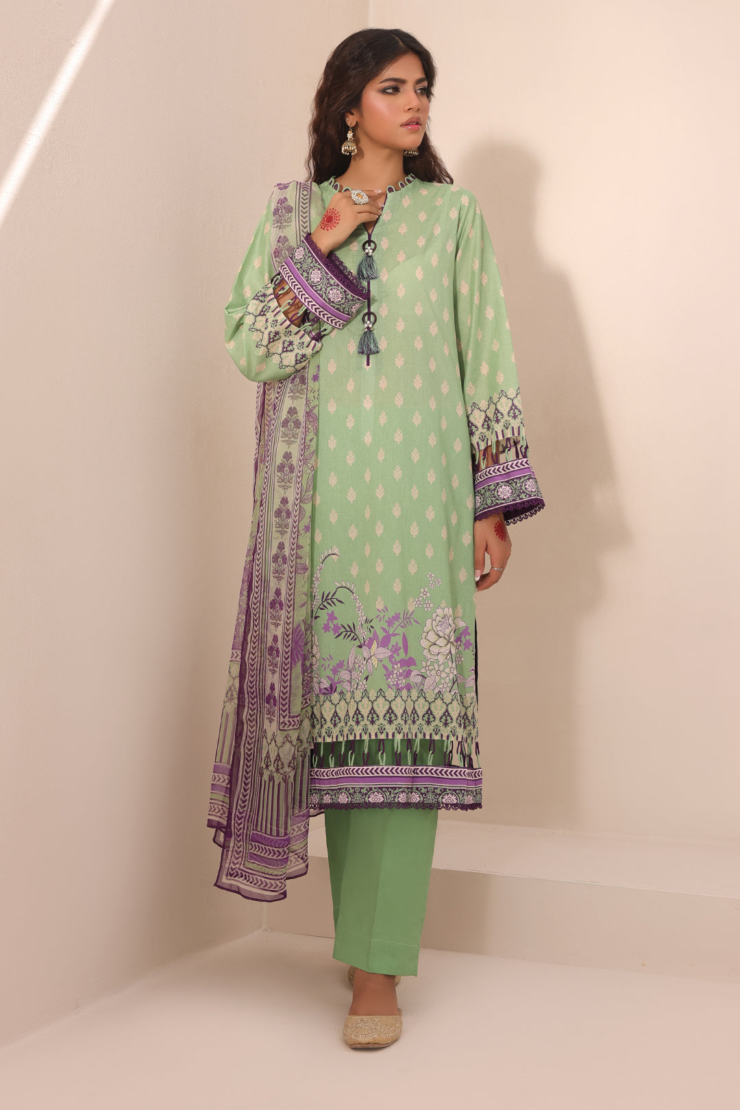 Zellbury | Unstitched 3 Piece Lawn | Shirt Shalwar Dupatta - 1696 - House Of Hania