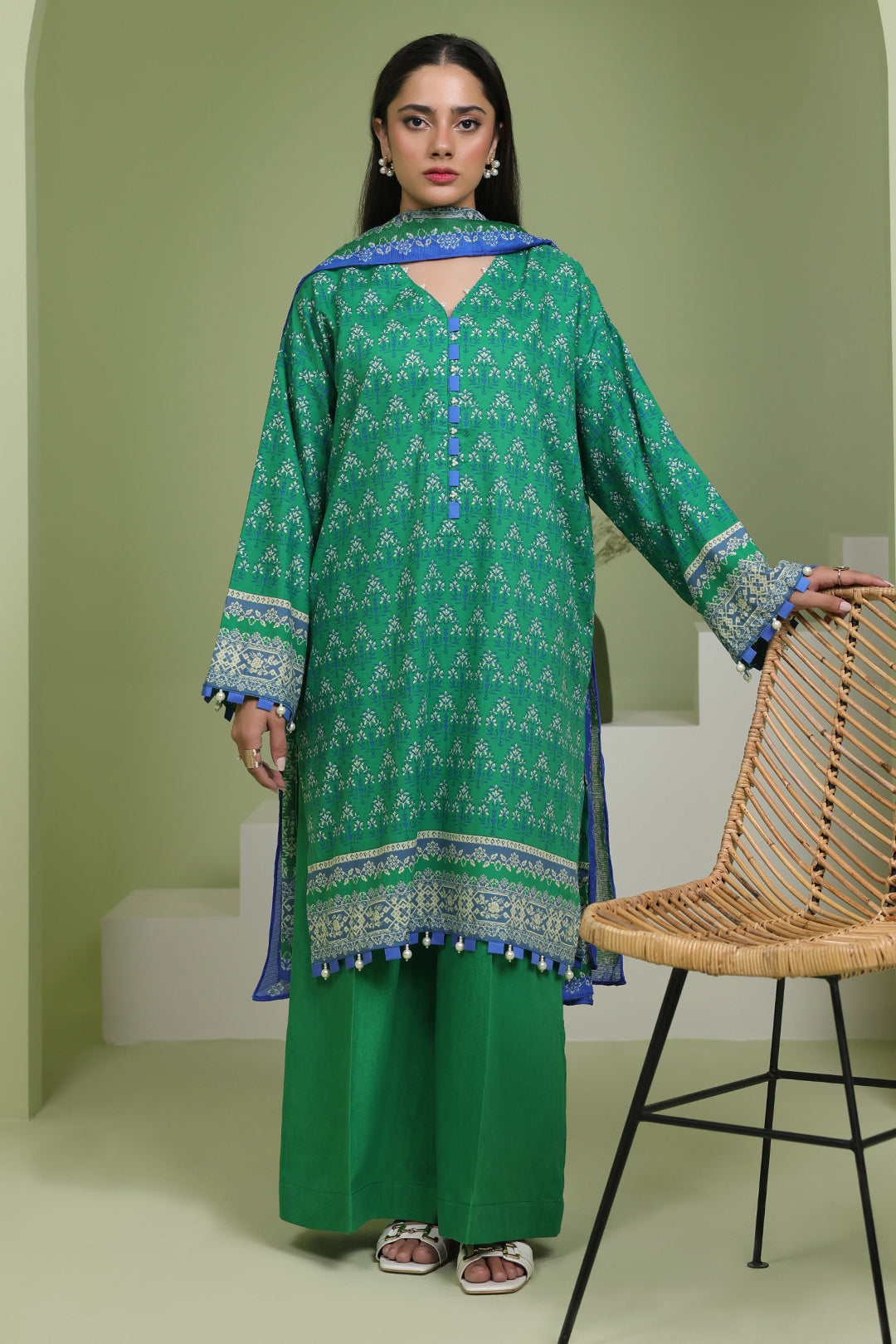 Zellbury | Unstitched 3 Piece Lawn | Shirt Shalwar Dupatta - 1697 - House Of Hania
