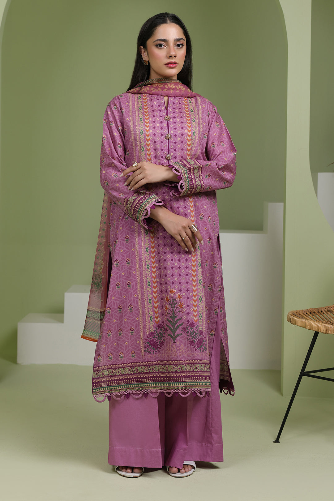 Zellbury | Unstitched 3 Piece Lawn | Shirt Shalwar Dupatta - 1718 - House Of Hania