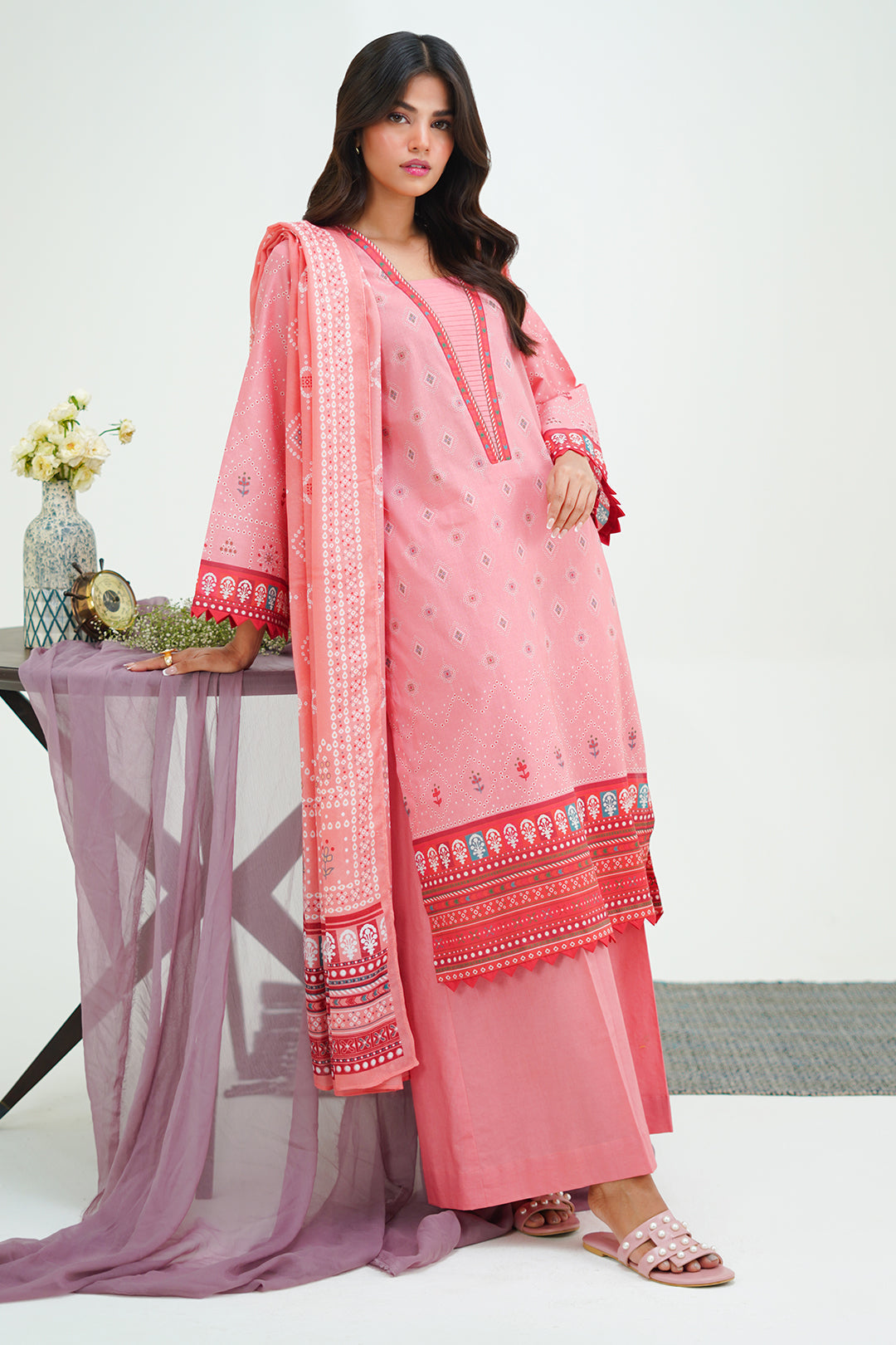 Zellbury | Unstitched 3 Piece Lawn | Shirt Shalwar Dupatta - 1719 - House Of Hania
