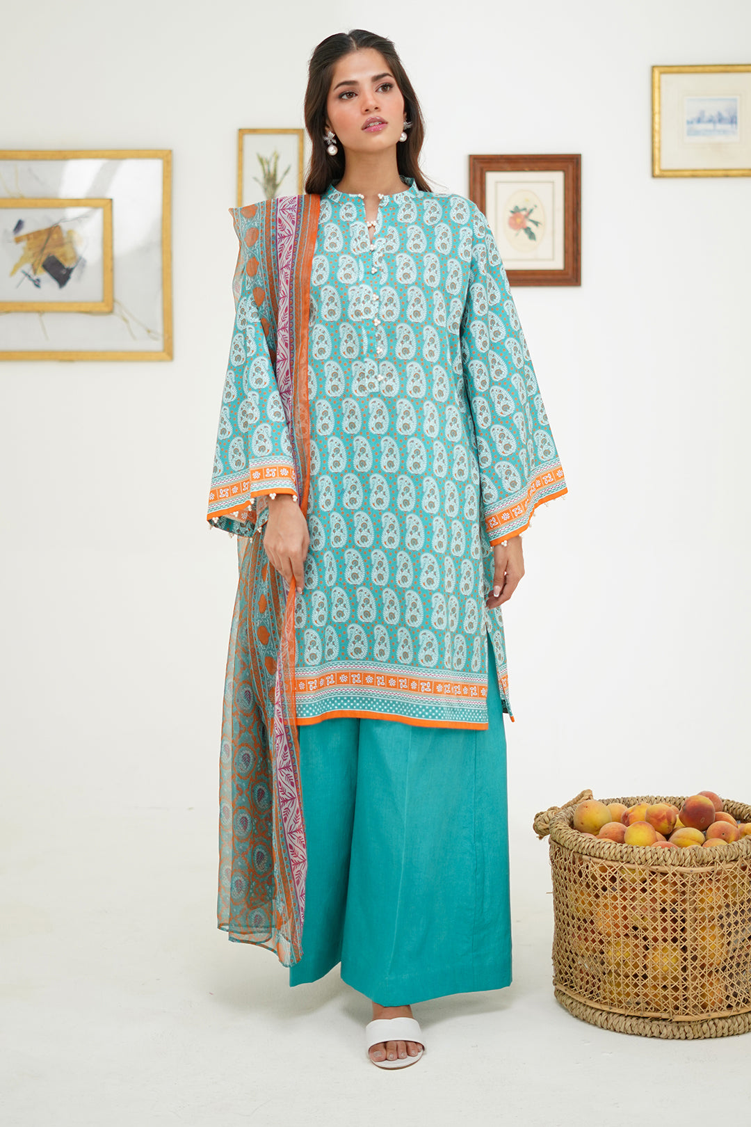 Zellbury | Unstitched 3 Piece Lawn | Shirt Shalwar Dupatta - 1721 - House Of Hania