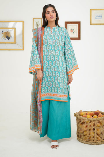 Zellbury | Unstitched 3 Piece Lawn | Shirt Shalwar Dupatta - 1721 - House Of Hania