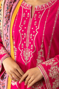 Zellbury | Unstitched 3 Piece Magenta | Embroidered Shirt Shalwar Dupatta - 1145 - House Of Hania