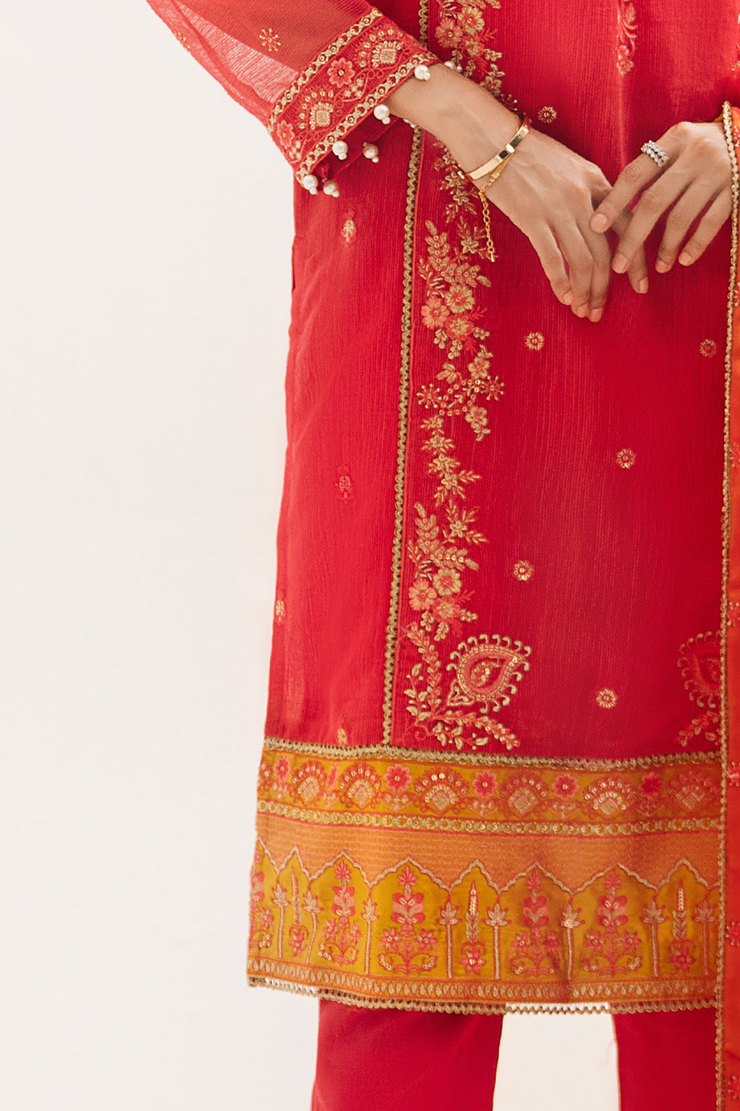 Zellbury | Unstitched 3 Piece Organza | Embroidered Shirt Shalwar Dupatta - 0303 - House Of Hania