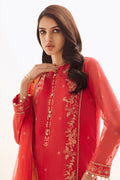Zellbury | Unstitched 3 Piece Organza | Embroidered Shirt Shalwar Dupatta - 0303 - House Of Hania