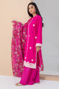 Zellbury | Unstitched 3 Piece Pink | Embroidered Shirt Shalwar Dupatta - 0365 - House Of Hania