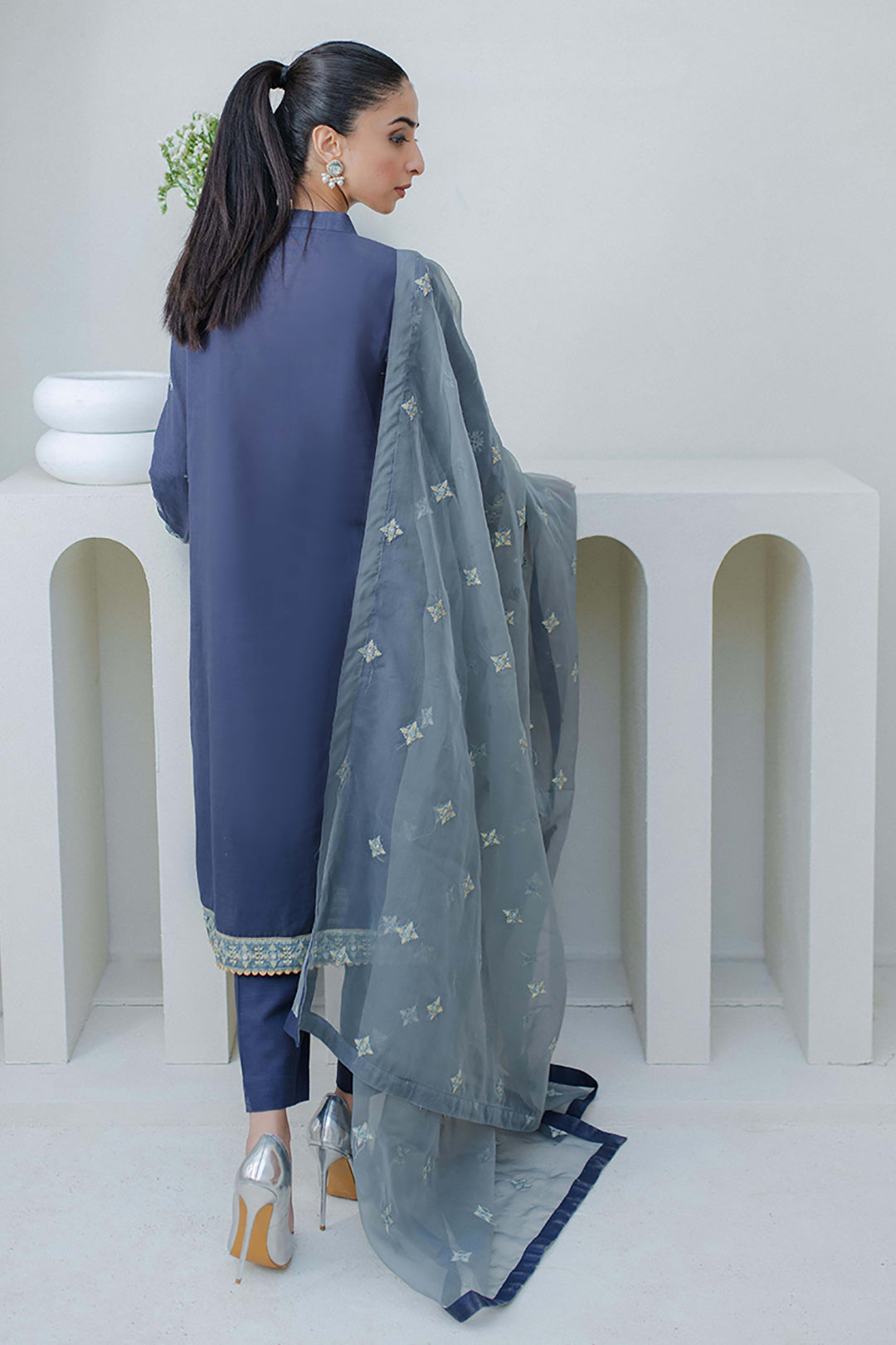 Zellbury | Unstitched 3 Piece Purple | Embroidered Shirt Shalwar Dupatta - 0300 - House Of Hania