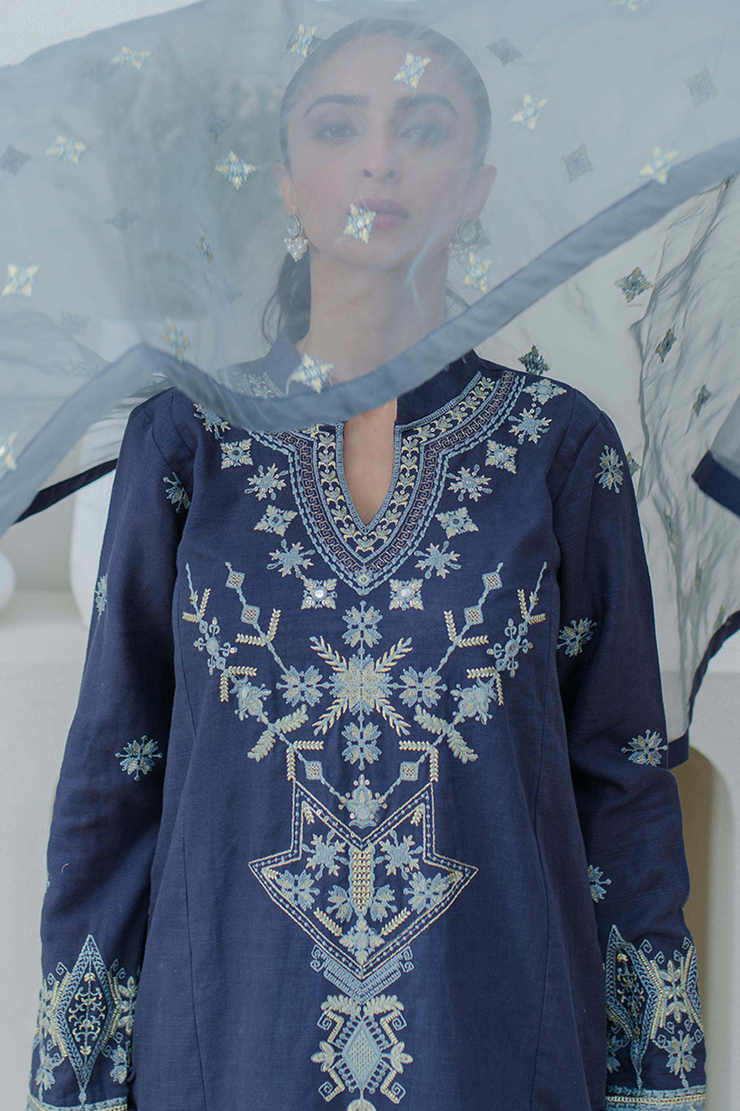 Zellbury | Unstitched 3 Piece Purple | Embroidered Shirt Shalwar Dupatta - 0300 - House Of Hania