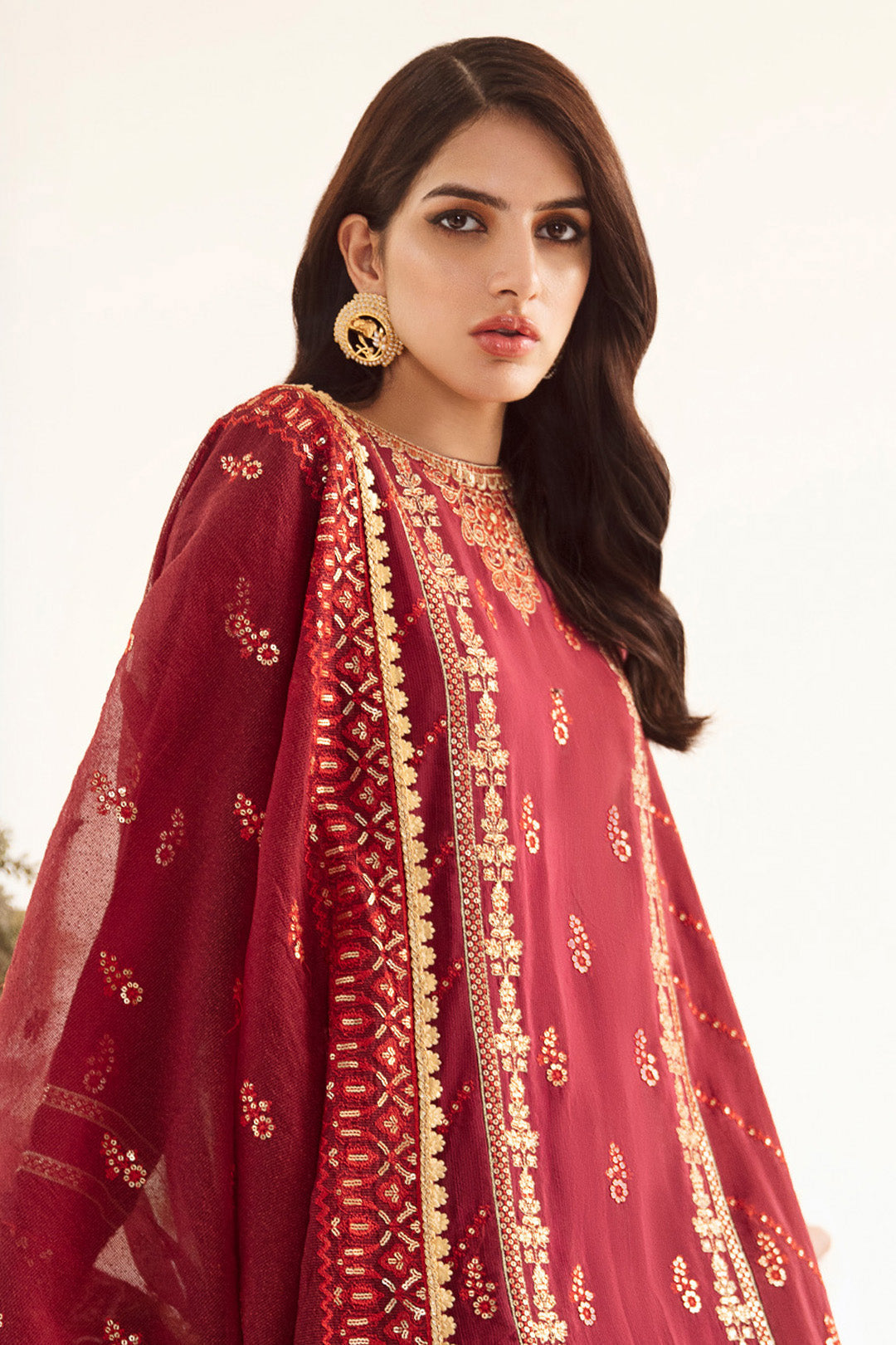 Zellbury | Unstitched 3 Piece Raw Silk | Embroidered Shirt Shalwar Dupatta - 0297 - House Of Hania