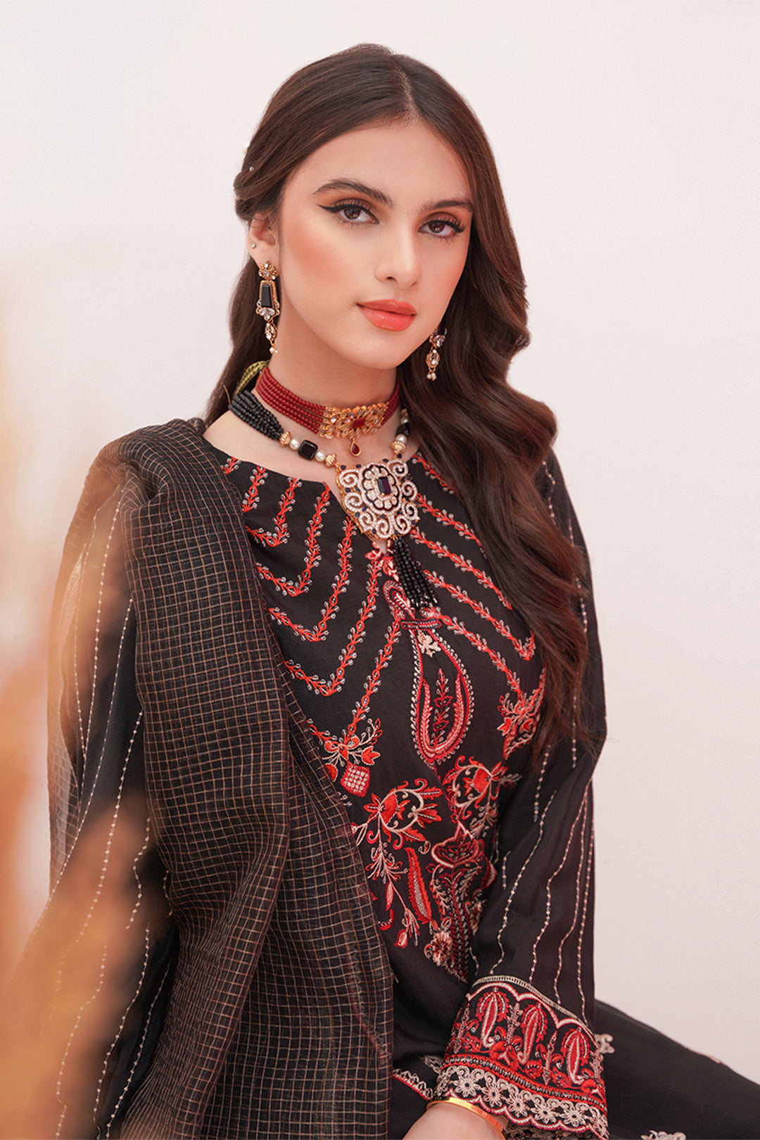 Zellbury | Unstitched 3 Piece Raw Silk | Embroidered Shirt Shalwar Dupatta - 0357 - House Of Hania