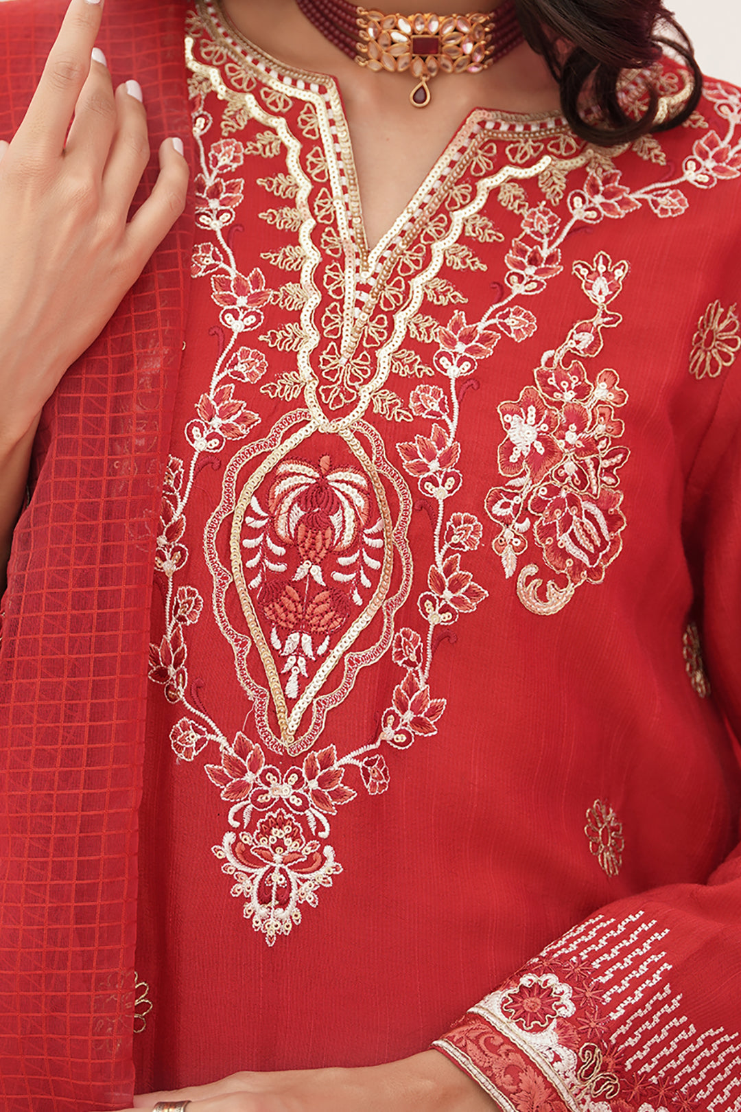 Zellbury | Unstitched 3 Piece Raw Silk | Embroidered Shirt Shalwar Dupatta - 0358 - House Of Hania