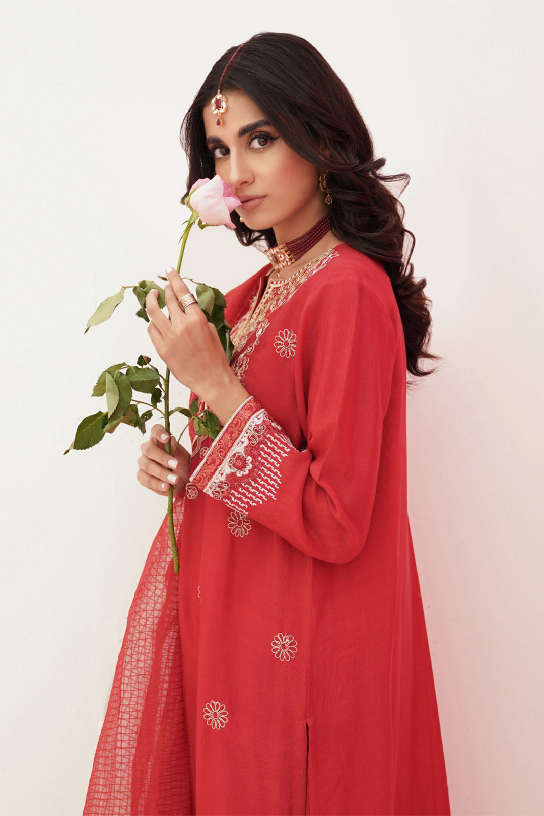 Zellbury | Unstitched 3 Piece Raw Silk | Embroidered Shirt Shalwar Dupatta - 0358 - House Of Hania