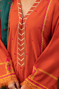 Zellbury | Unstitched 3 Piece Red | Embroidered Shirt Shalwar Dupatta - 1136 - House Of Hania