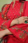 Zellbury | Unstitched 3 Piece Slub | Embroidered Shirt Shalwar Dupatta - 1272 - House Of Hania