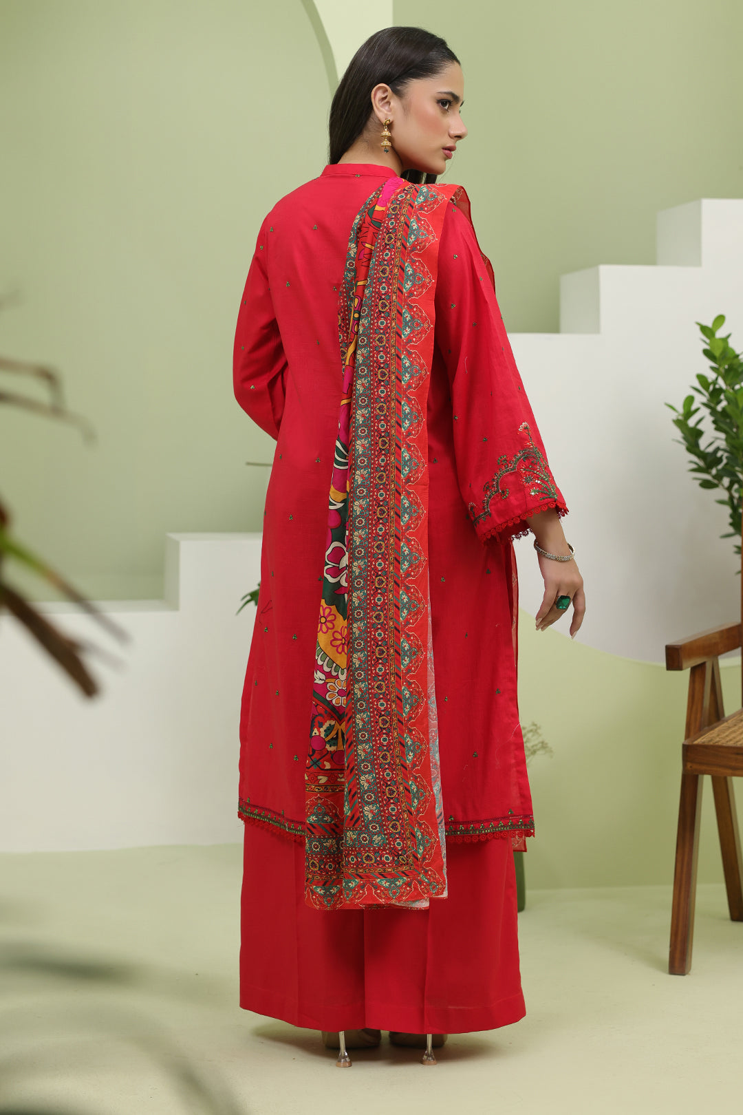 Zellbury | Unstitched 3 Piece Slub | Embroidered Shirt Shalwar Dupatta - 1272 - House Of Hania