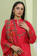Zellbury | Unstitched 3 Piece Slub | Embroidered Shirt Shalwar Dupatta - 1272 - House Of Hania