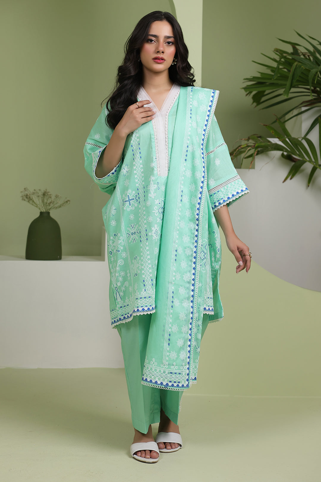 Zellbury | Unstitched 3 Piece Slub | Shirt Shalwar Dupatta - 1240 - House Of Hania