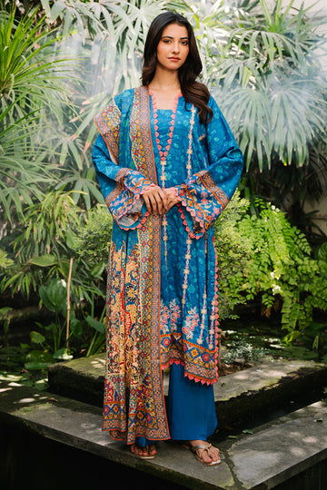 Zellbury | Unstitched 3 Piece Viscose | Embroidered Shirt Shalwar Dupatta - 0223 - House Of Hania
