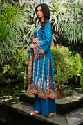 Zellbury | Unstitched 3 Piece Viscose | Embroidered Shirt Shalwar Dupatta - 0223 - House Of Hania