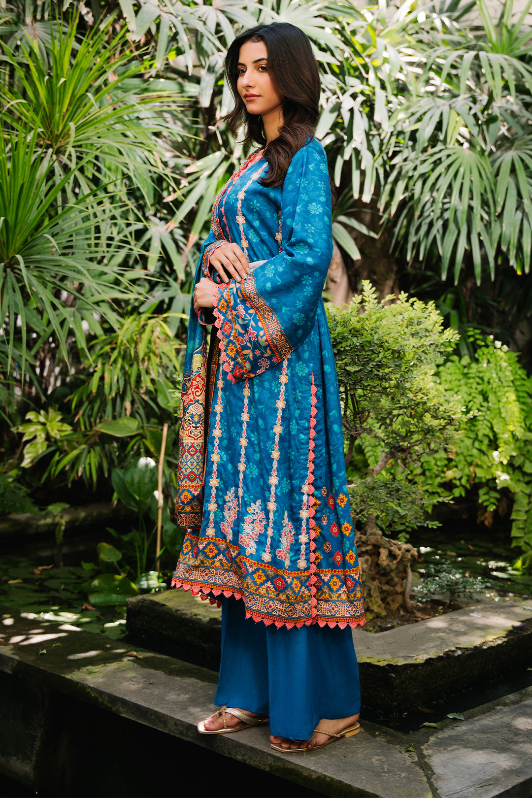 Zellbury | Unstitched 3 Piece Viscose | Embroidered Shirt Shalwar Dupatta - 0223 - House Of Hania