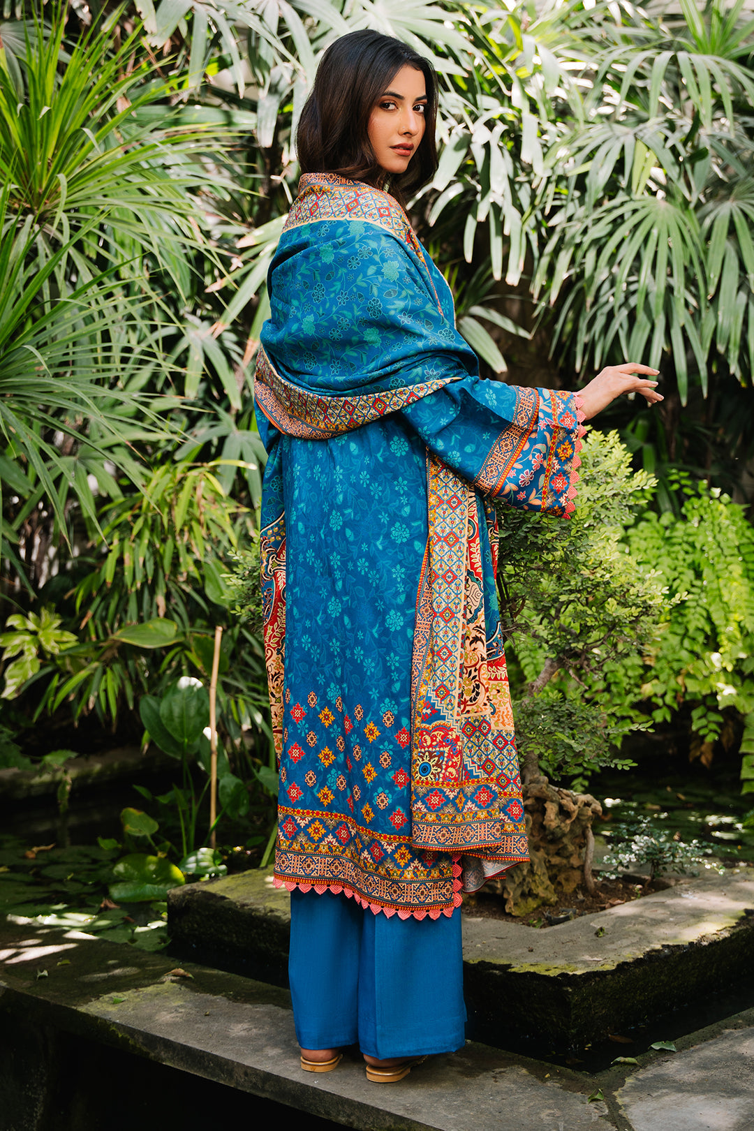 Zellbury | Unstitched 3 Piece Viscose | Embroidered Shirt Shalwar Dupatta - 0223 - House Of Hania