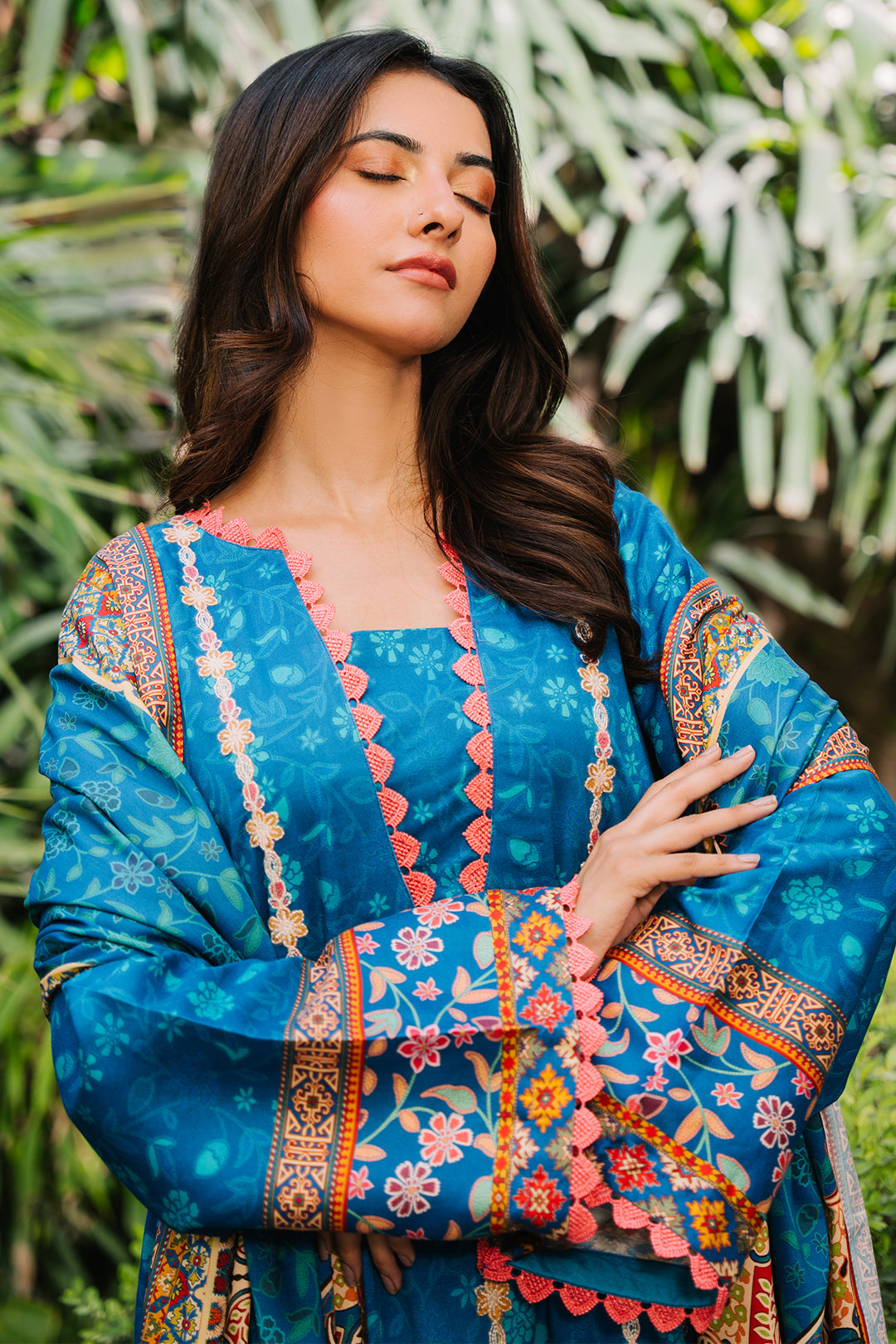 Zellbury | Unstitched 3 Piece Viscose | Embroidered Shirt Shalwar Dupatta - 0223 - House Of Hania