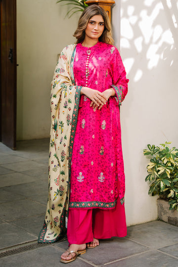 Zellbury | Unstitched 3 Piece Viscose | Embroidered Shirt Shalwar Dupatta - 0227 - House Of Hania