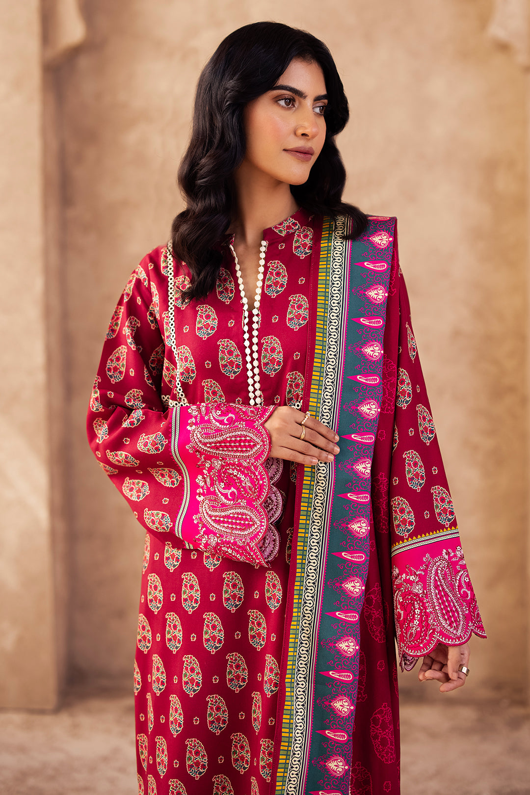 Zellbury | Unstitched 3 Piece Viscose | Embroidered Shirt Shalwar Dupatta - 0228 - House Of Hania