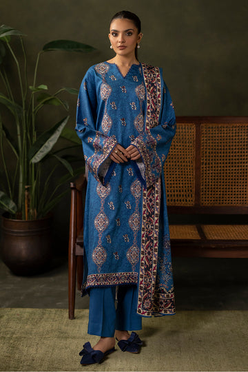 Zellbury | Unstitched 3 Piece Viscose | Embroidered Shirt Shalwar Dupatta - 0313 - House Of Hania