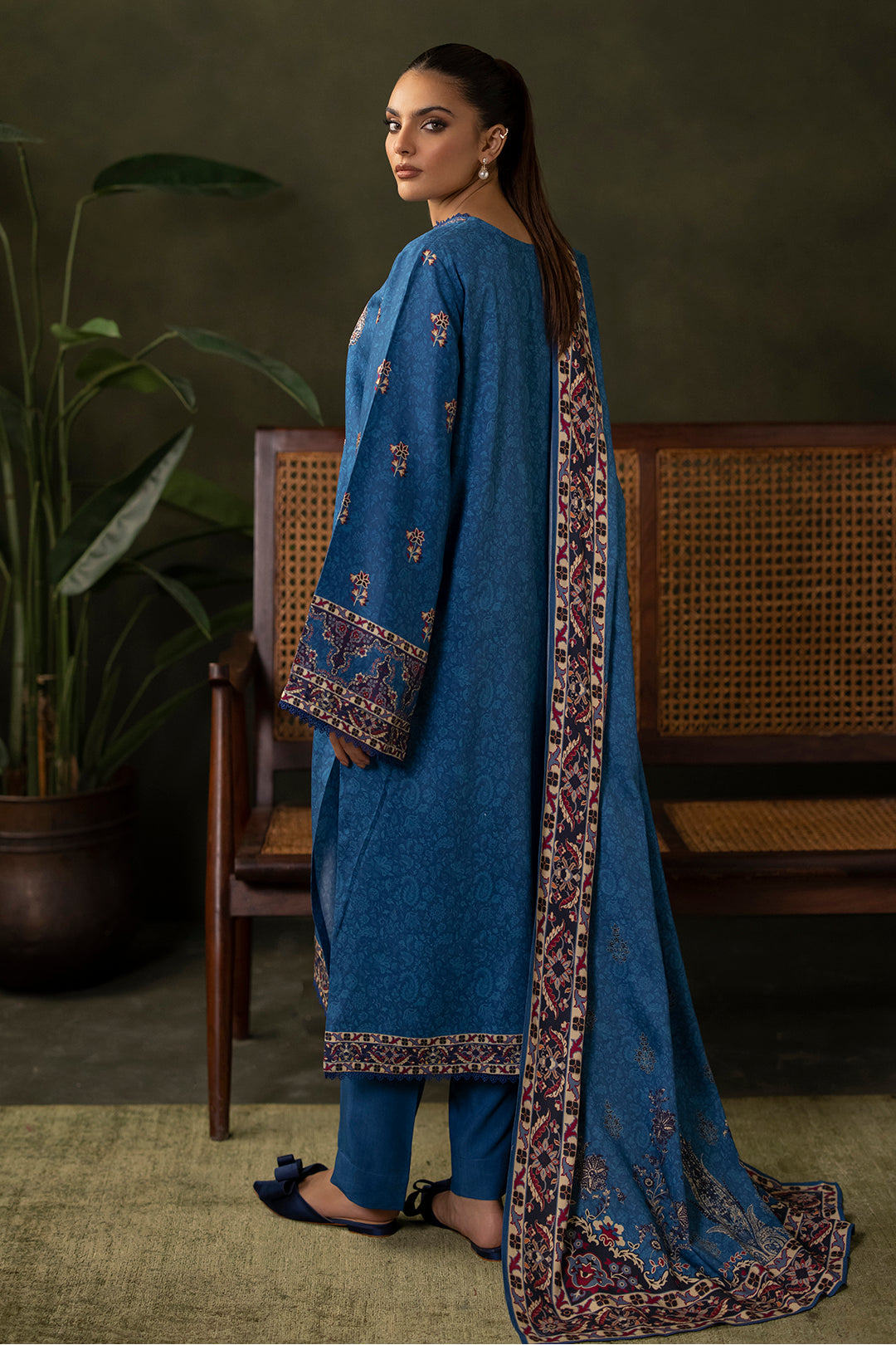 Zellbury | Unstitched 3 Piece Viscose | Embroidered Shirt Shalwar Dupatta - 0313 - House Of Hania