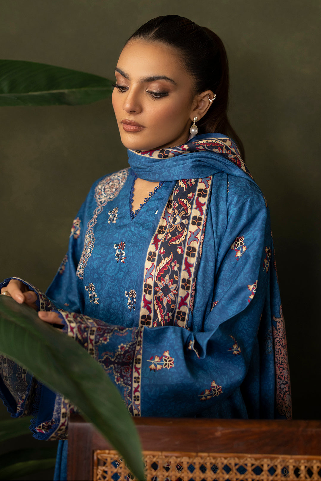 Zellbury | Unstitched 3 Piece Viscose | Embroidered Shirt Shalwar Dupatta - 0313 - House Of Hania
