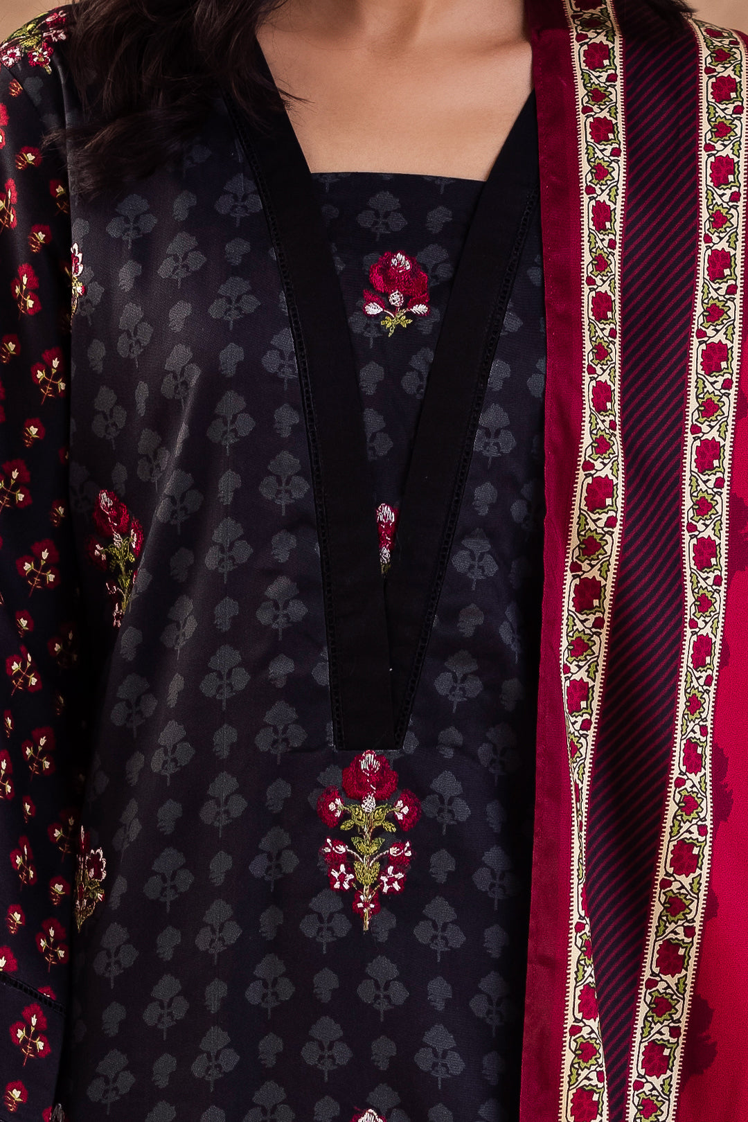 Zellbury | Unstitched 3 Piece Viscose | Embroidered Shirt Shalwar Dupatta - 0314 - House Of Hania