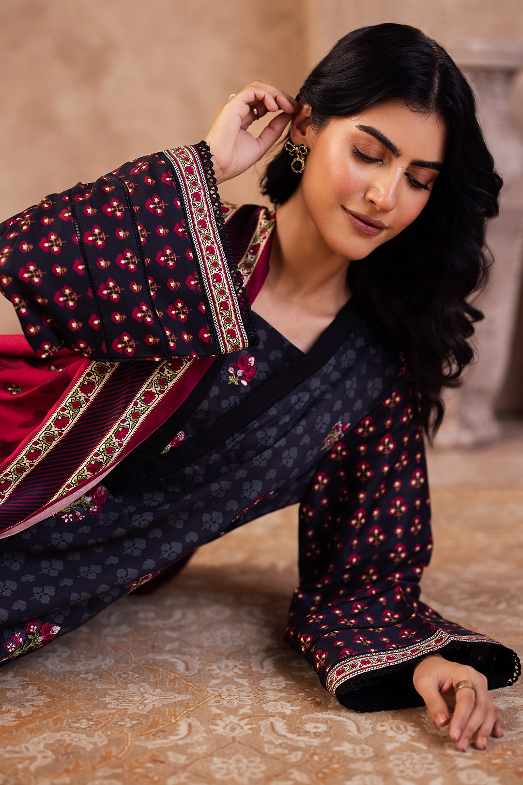 Zellbury | Unstitched 3 Piece Viscose | Embroidered Shirt Shalwar Dupatta - 0314 - House Of Hania