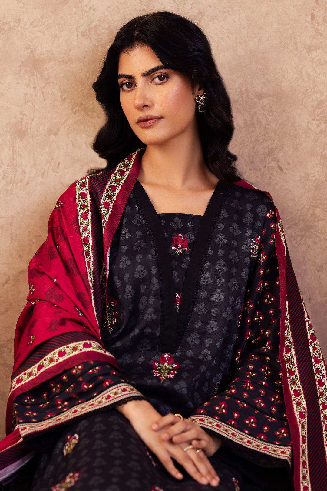 Zellbury | Unstitched 3 Piece Viscose | Embroidered Shirt Shalwar Dupatta - 0314 - House Of Hania