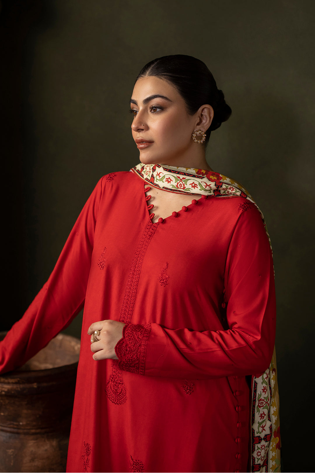 Zellbury | Unstitched 3 Piece Viscose | Embroidered Shirt Shalwar Dupatta - 0324 - House Of Hania