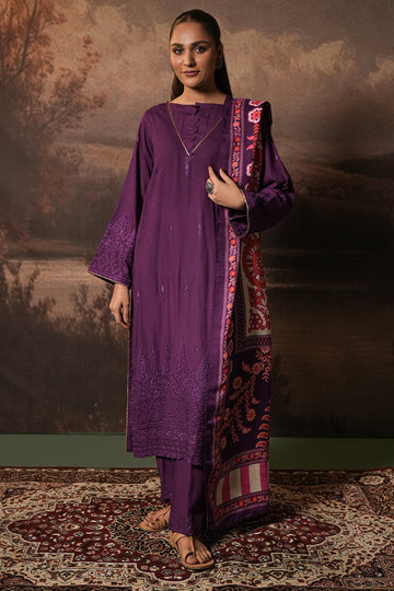 Zellbury | Unstitched 3 Piece Viscose | Embroidered Shirt Shalwar Shawl - 0248 - House Of Hania