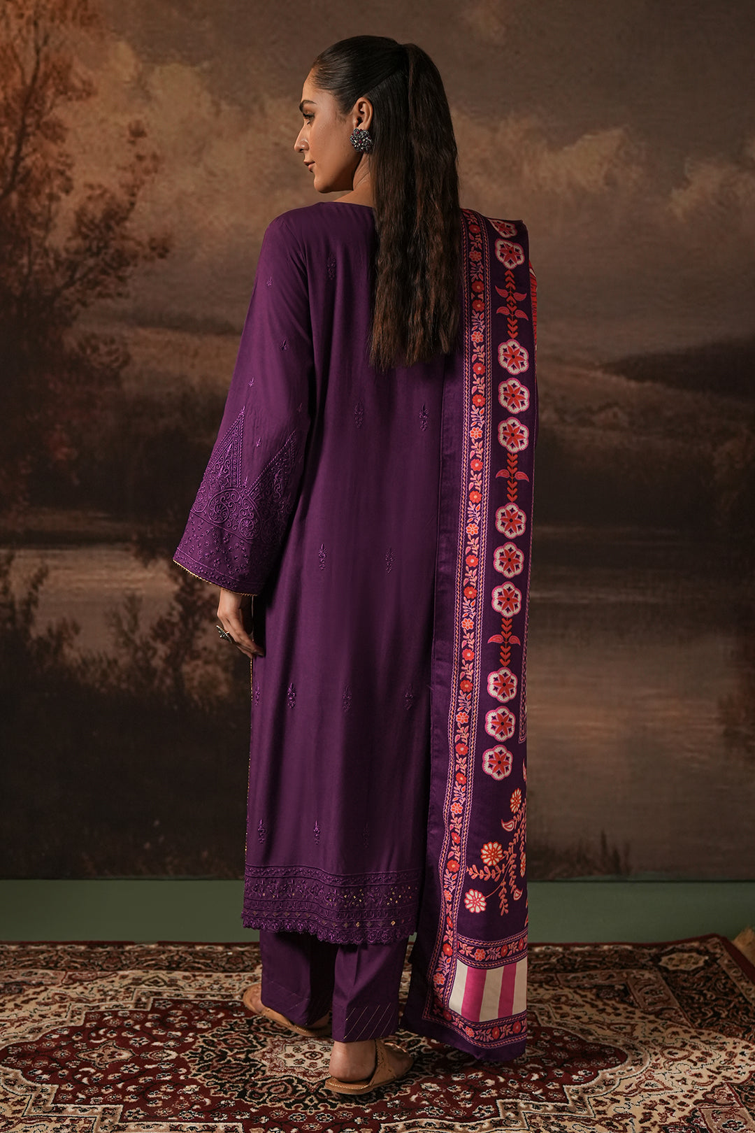 Zellbury | Unstitched 3 Piece Viscose | Embroidered Shirt Shalwar Shawl - 0248 - House Of Hania