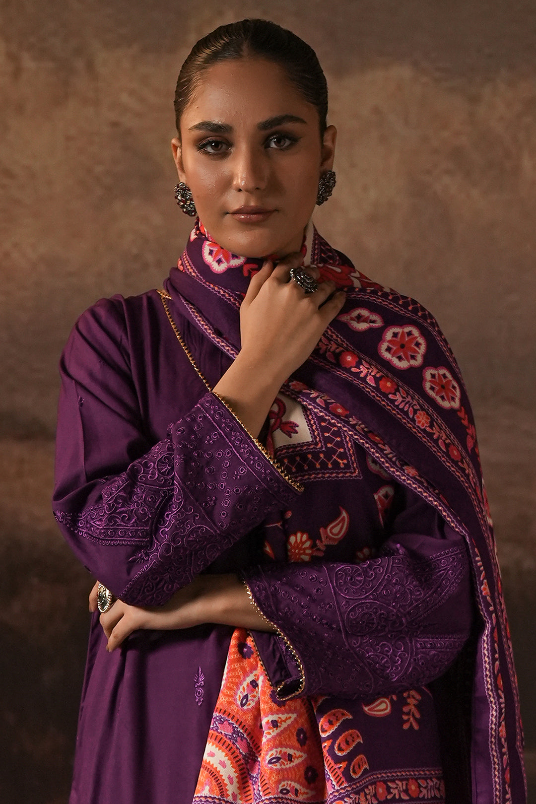 Zellbury | Unstitched 3 Piece Viscose | Embroidered Shirt Shalwar Shawl - 0248 - House Of Hania