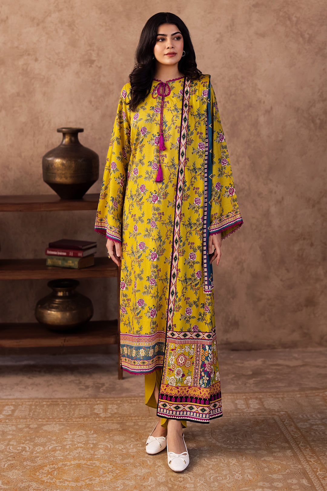 Zellbury | Unstitched 3 Piece Viscose | Shirt Shalwar Dupatta - 0201 - House Of Hania
