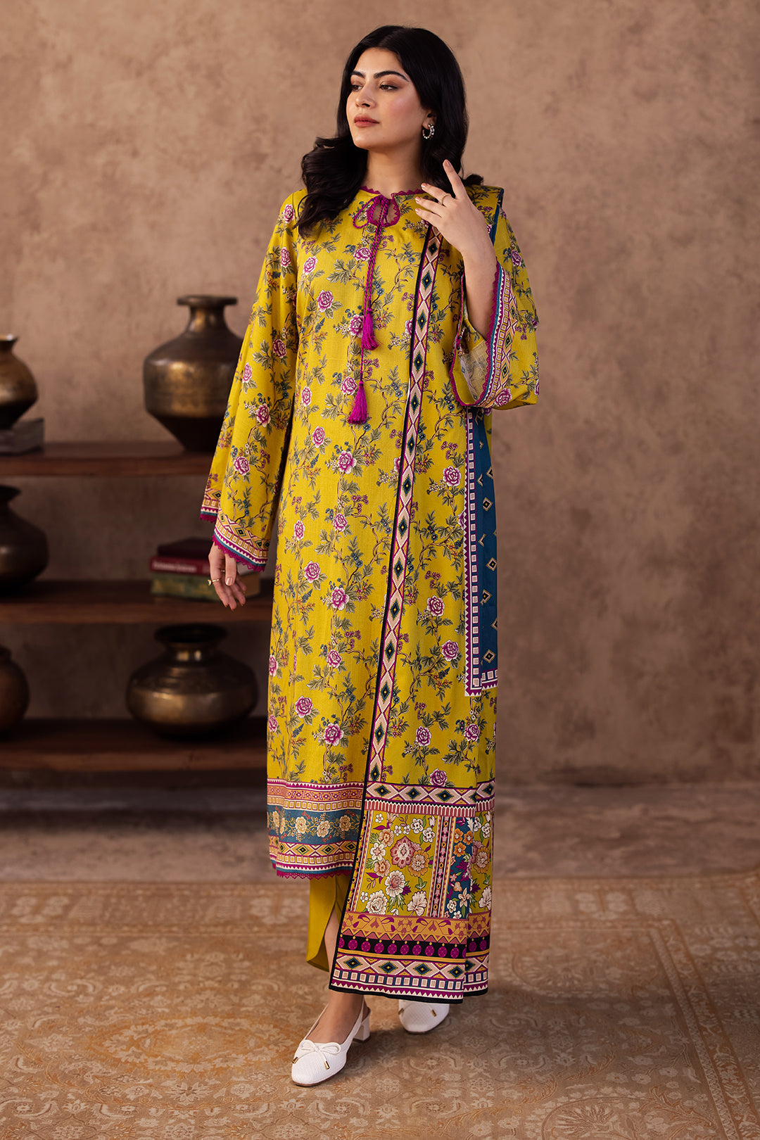 Zellbury | Unstitched 3 Piece Viscose | Shirt Shalwar Dupatta - 0201 - House Of Hania