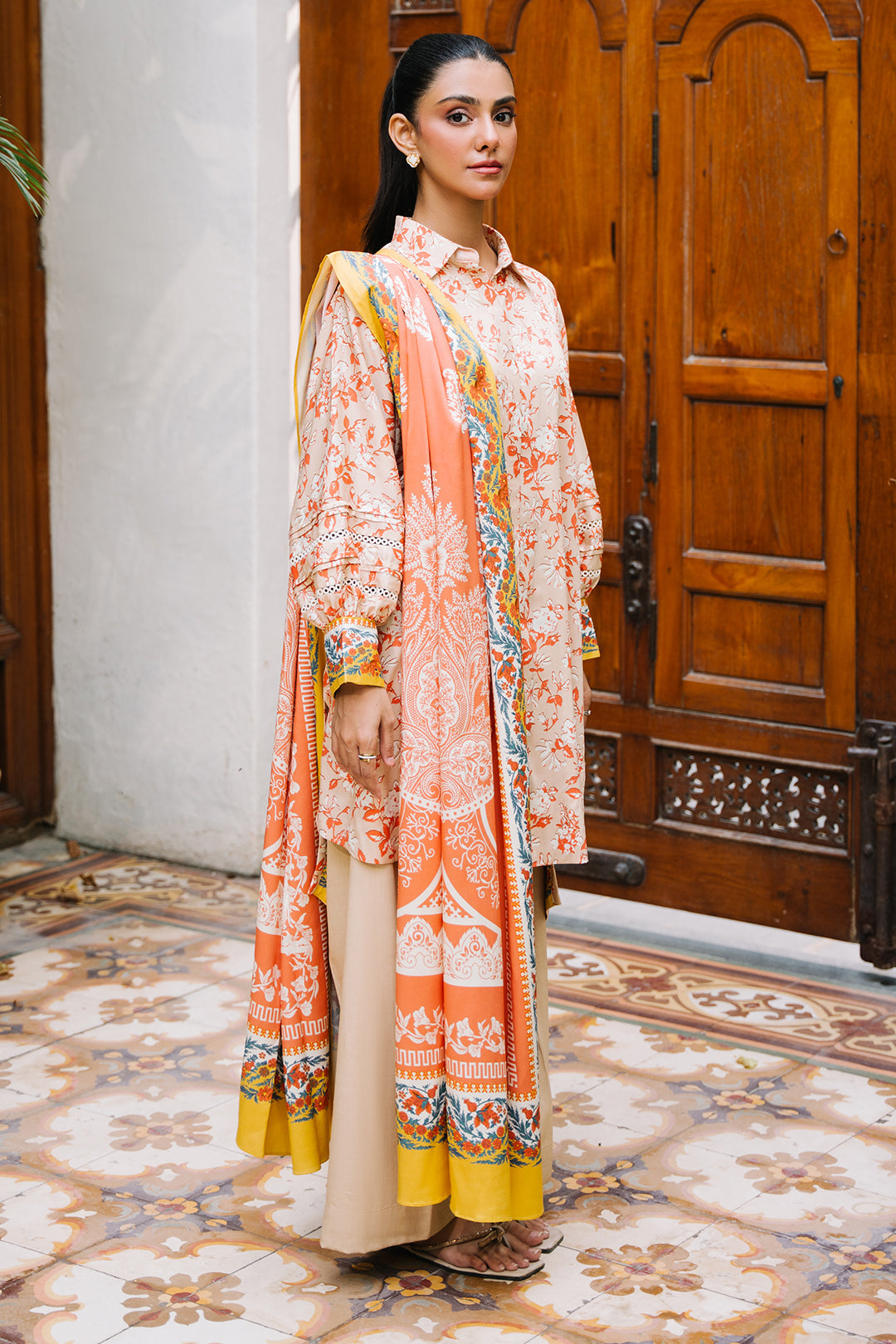 Zellbury | Unstitched 3 Piece Viscose | Shirt Shalwar Dupatta - 0207 - House Of Hania