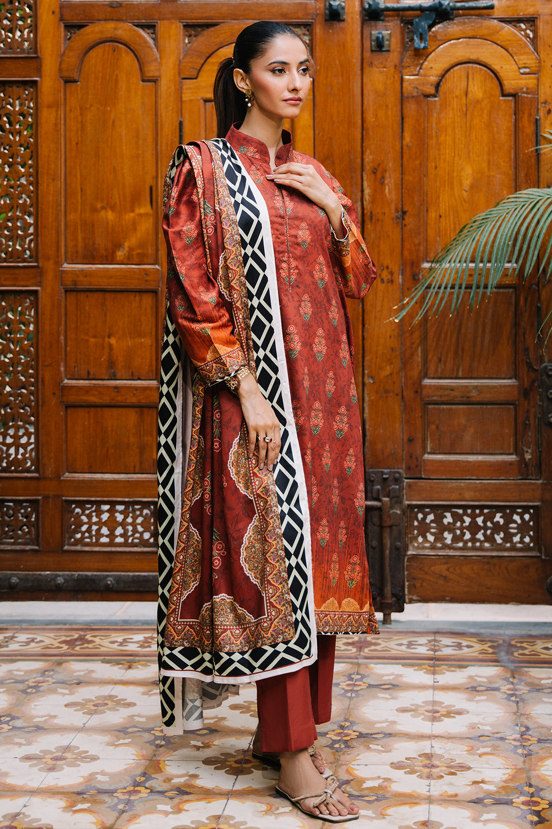 Zellbury | Unstitched 3 Piece Viscose | Shirt Shalwar Dupatta - 0208 - House Of Hania